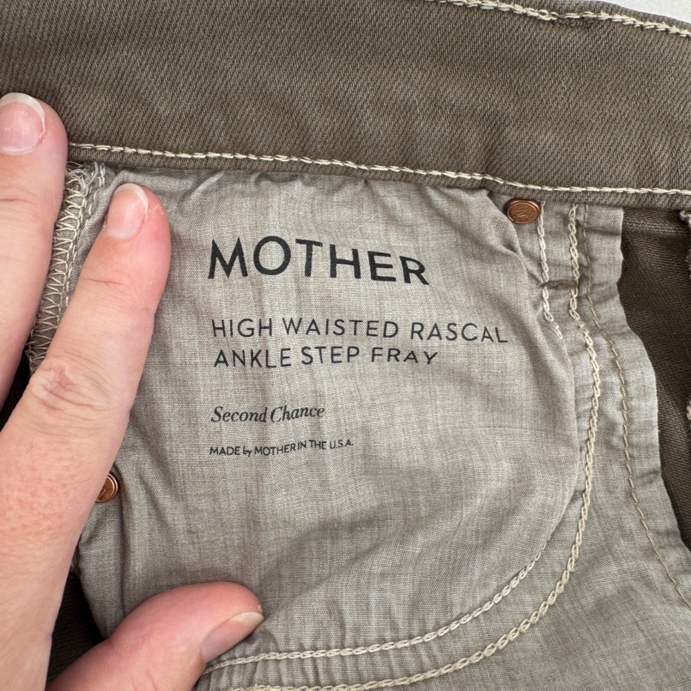 Mother High Waisted Rascal Ankle Step Fray Jeans Women 27 Green Mid Rise Stretch - Picture 9 of 11